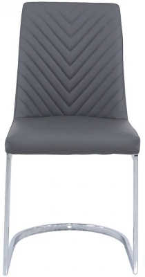 Product photograph of Chevron Grey Faux Leather Metal Dining Chair Sold In Pairs from Choice Furniture Superstore