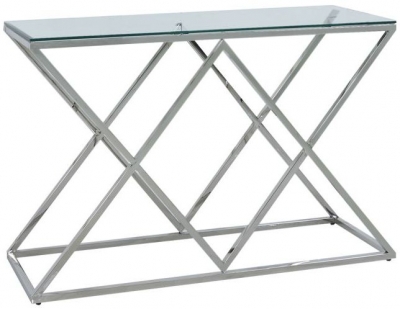 Product photograph of Value Imperia Glass And Chrome Console Table from Choice Furniture Superstore