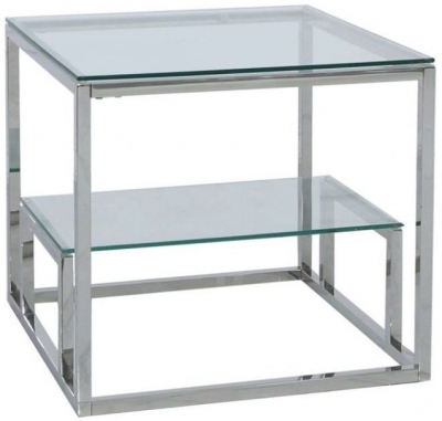 Product photograph of Value Harry Tiered End Table - Steel And Clear Glass from Choice Furniture Superstore