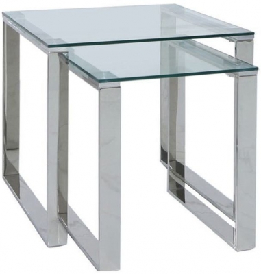Product photograph of Value Harry Nest Of 2 Table - Steel And Clear Glass from Choice Furniture Superstore