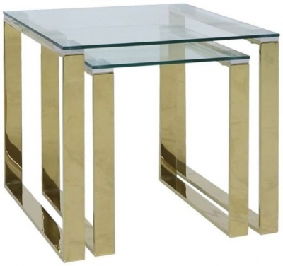 Product photograph of Value Harry Nest Of 2 Table - Gold And Clear Glass from Choice Furniture Superstore