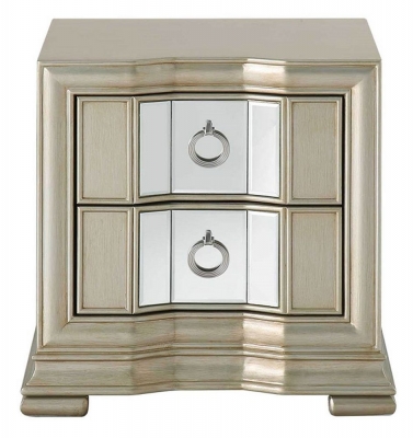 Product photograph of Lucca Mirrored 2 Drawer Bedside Cabinet from Choice Furniture Superstore
