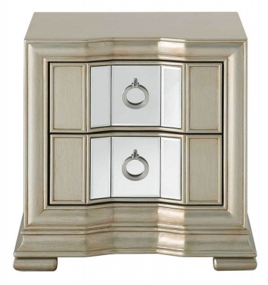 Product photograph of Lucca Mirrored Champagne 2 Drawer Bedside Cabinet from Choice Furniture Superstore