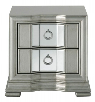 Product photograph of Lucca Mirrored Grey 2 Drawer Bedside Cabinet from Choice Furniture Superstore