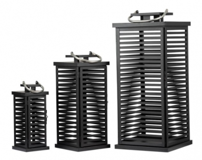 Product photograph of Black Hollow Steel Set Of 3 Lanterns from Choice Furniture Superstore