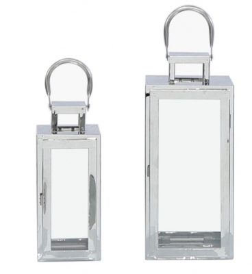 Product photograph of Value Set Of 2 Stainless Steel Lanterns With Beaten Nickel Set Of 2 from Choice Furniture Superstore