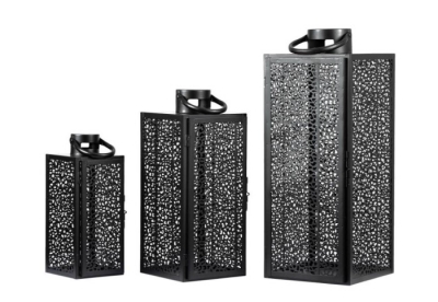 Product photograph of Esme Contemporary Black Steel 3 Lanterns Set Of 2 from Choice Furniture Superstore