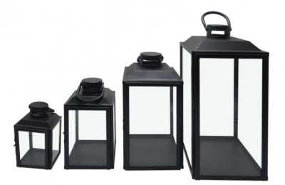Product photograph of Black Steel Set Of 4 Lanterns from Choice Furniture Superstore