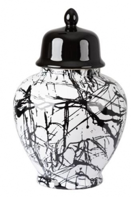 Product photograph of Black And White Splash Ginger Jar from Choice Furniture Superstore