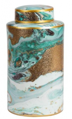 Product photograph of Blue White Gold Abstract Ginger Jar Set Of 2 from Choice Furniture Superstore