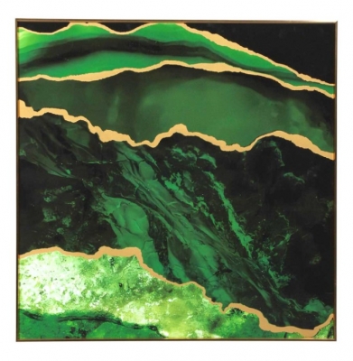 Image of Abstract Green and Gold Wall Art - 80cm