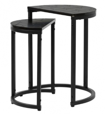 Product photograph of Solenn Matte Black Half Moon Nest Of Tables Set Of 2 from Choice Furniture Superstore