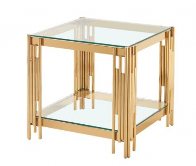 Product photograph of Cohen Gold Tempered Glass End Table from Choice Furniture Superstore