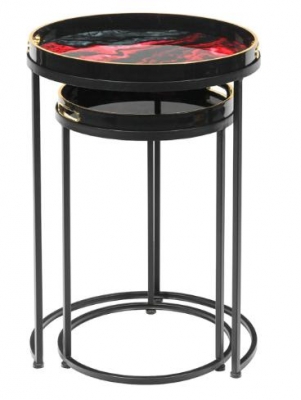 Product photograph of Olin Nest Of 2 Tables - Red And Black from Choice Furniture Superstore