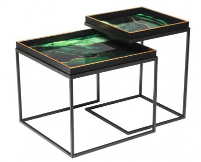 Product photograph of Olin Nest Of 2 Tables - Green And Gold from Choice Furniture Superstore