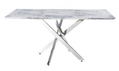 Product photograph of Nova Value Nova White Marble And Chrome Rectangular Dining Table from Choice Furniture Superstore