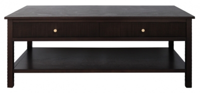 Product photograph of Lindon Walnut Brown 2 Drawer Coffee Table With Gold Handles from Choice Furniture Superstore