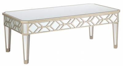 Product photograph of Becca Champagne Geometric Mirrored Coffee Table from Choice Furniture Superstore