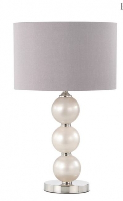 Product photograph of Small Opal Grey Glass Table Lamp With Grey Faux Silk Shade from Choice Furniture Superstore