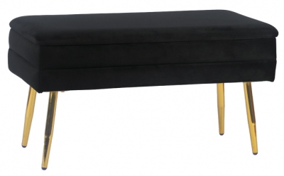 Product photograph of Black Velvet Storage Bench With Gold Legs from Choice Furniture Superstore