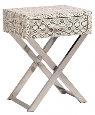 Product photograph of Faux Snake Leather 1 Drawer End Table from Choice Furniture Superstore