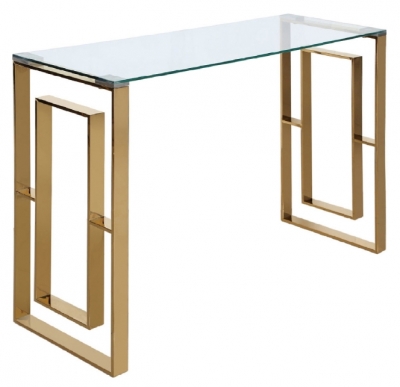 Product photograph of Apex Apex Gold Tempered Glass Console Table from Choice Furniture Superstore