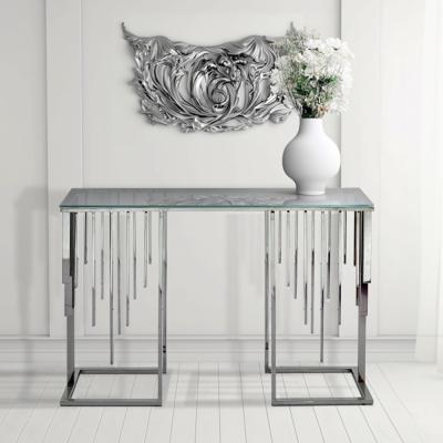 Owen Console Table - Smoke Glass and Chrome