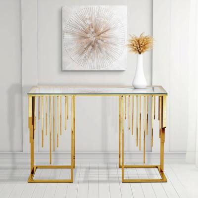 Owen Console Table - Tempered Glass and Gold