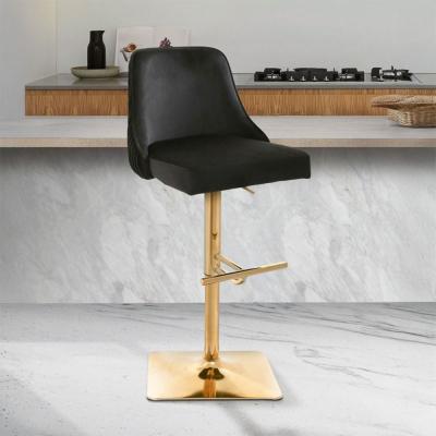 Eris Barstool - Set of 2 - Black Velvet Fabric and Gold Legs