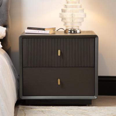 Amelie Bedside Cabinet - 2 Drawer - Smoke Grey Elm