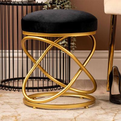 Rizzo Stool - Round - Black Velvet Fabric