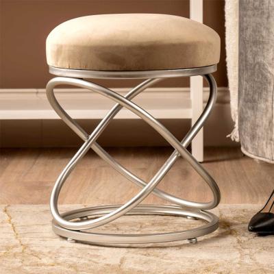 Rizzo Stool - Round - Taupe Velvet Fabric