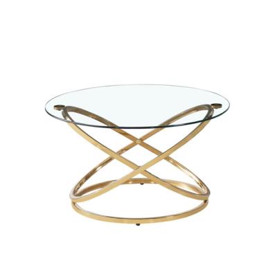 Rizzo Coffee Table - Round - Clear Glass and Gold Metal