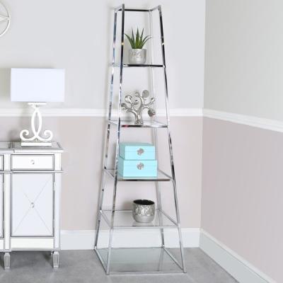 Logan Clear Glass and Chrome Ladder Open Shelving Unit