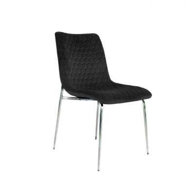2 x Zula Black Velvet Fabric Dining Chair with Chrome Legs