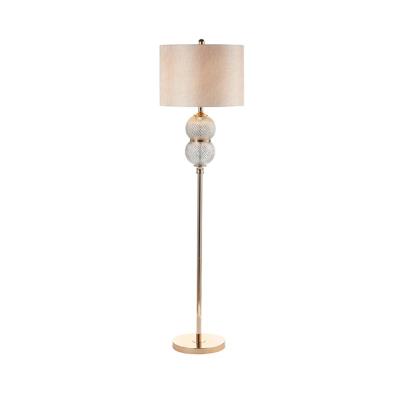 Cream Linen and Silver Glass Floor Lamp