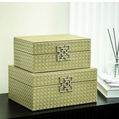 Jewellery Box - Matte Gold Faux Leather - Set of 2