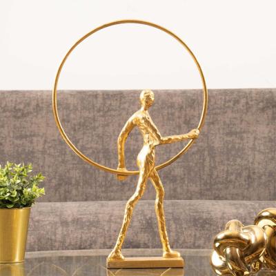 Sculpture - Man with Ring - Gold Metal