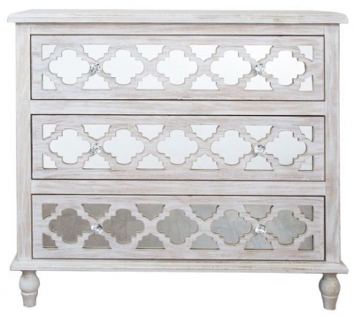 Product photograph of Hampton Beach Mirrored 3 Drawer Chest from Choice Furniture Superstore