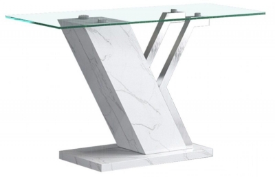 Product photograph of Lusso White Faux Marble And Glass Coffee Table from Choice Furniture Superstore