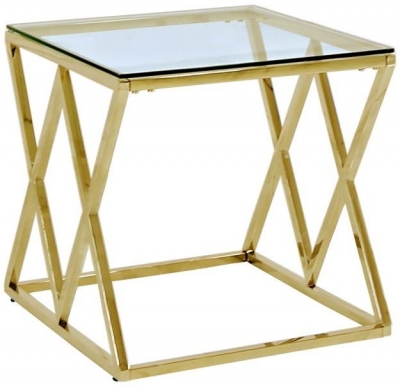 Product photograph of Value Imperia Glass And Gold End Table from Choice Furniture Superstore