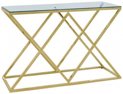 Product photograph of Value Imperia Glass And Gold Console Table from Choice Furniture Superstore