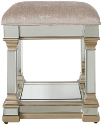 Product photograph of Apollo Champagne Gold Mirrored Padded Stool from Choice Furniture Superstore