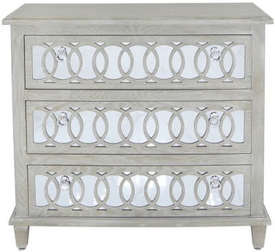 Product photograph of Bayview Natural Mirrored 3 Drawer Chest from Choice Furniture Superstore
