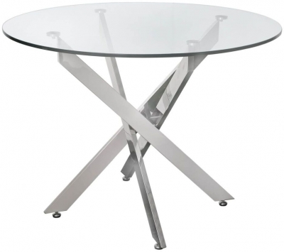 Product photograph of Nova Value Glass And Chrome Round Dining Table from Choice Furniture Superstore