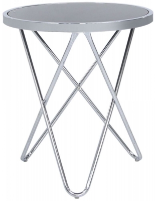 Product photograph of Atom Lamp Table - Black Glass And Chrome from Choice Furniture Superstore