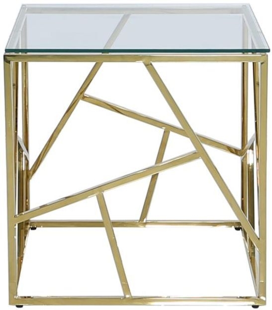 Value Azaria Glass and Gold Square End Table
