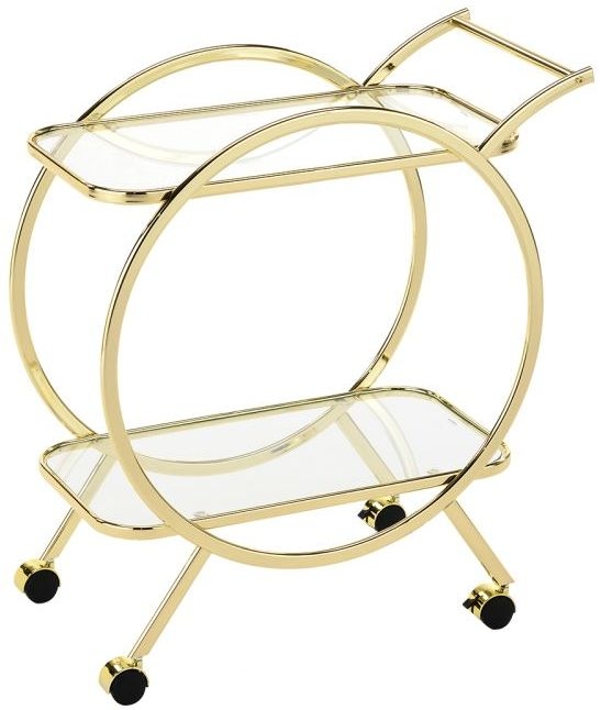 Value Harry Drinks Trolley - Gold and Clear Glass