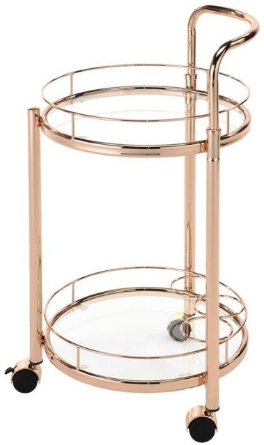 Value Harry Drinks Trolley - Rose Gold and Clear Glass