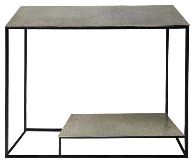 Suhani Large Console Table - Nickel and Black Metal